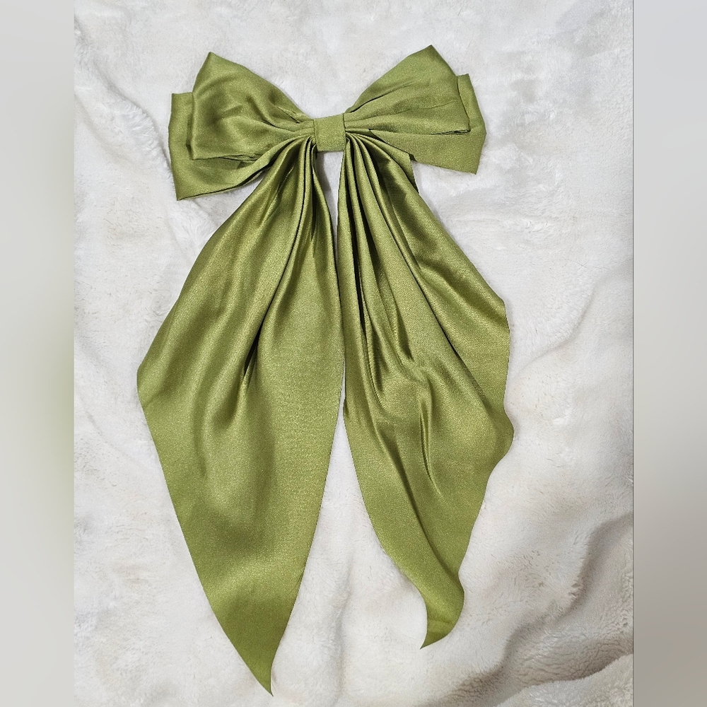 Green Hair Bow Alligator Clip Style